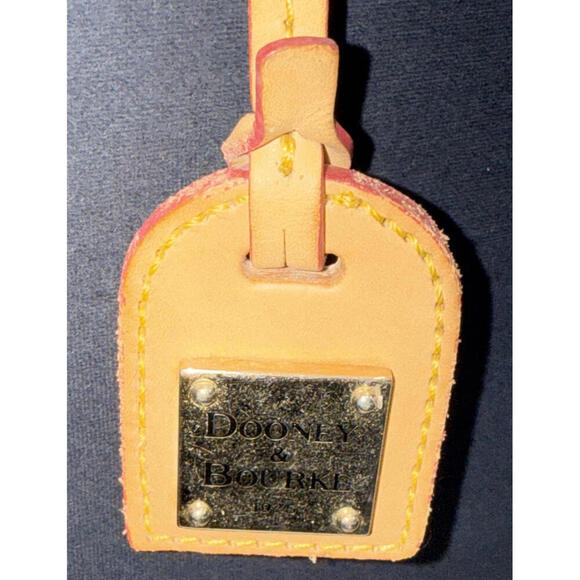 DOONEY & BOURKE Y2K Square Logo BEIGE BROWN LEATHER LUGGAGE Key FOB TAG - Picture 6 of 15